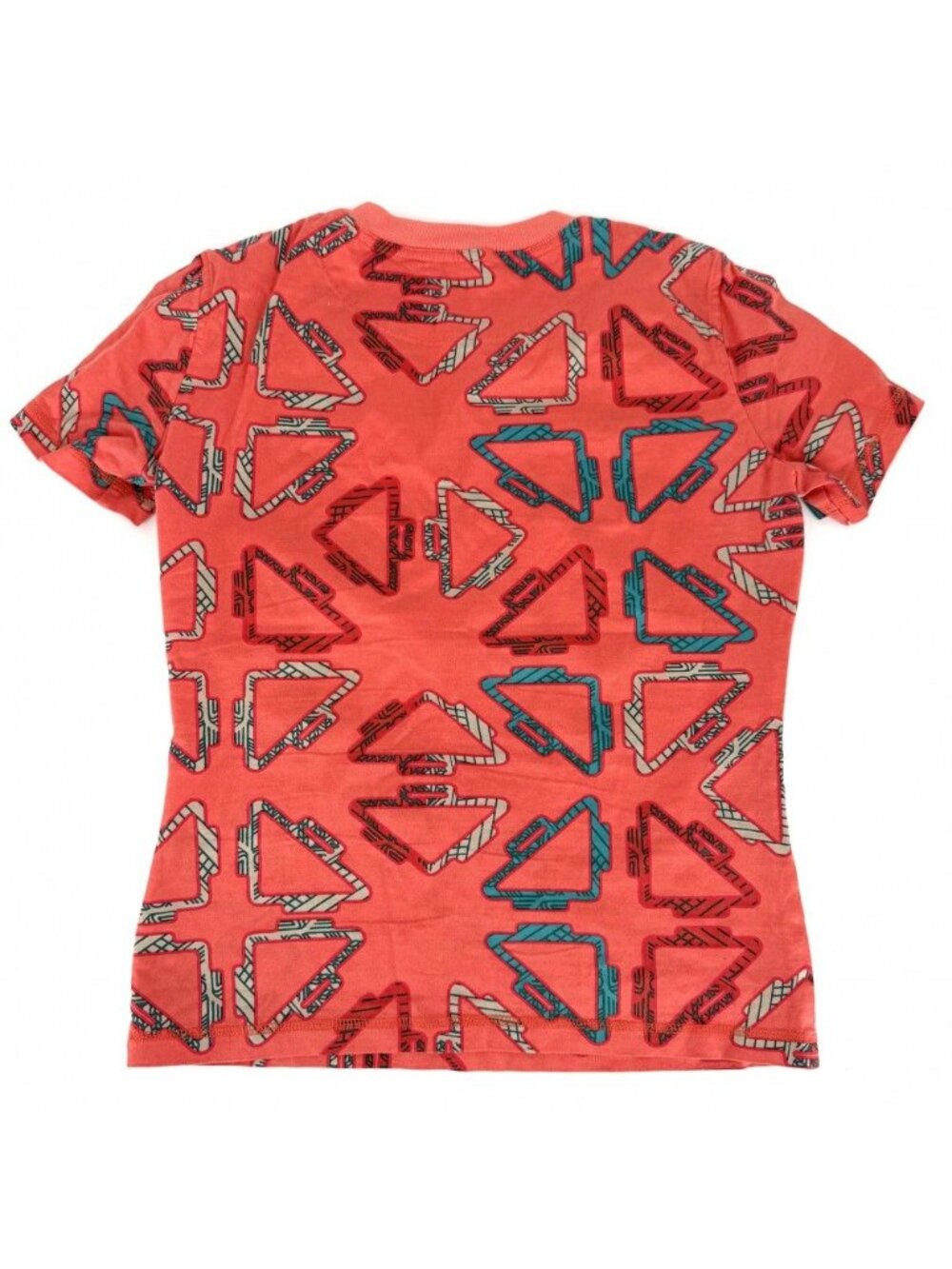 Hermes Short Sleeve T-Shirt Crew Neck Top 34 Orange Green - Picture 2 of 5